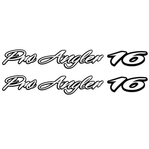 Tracker Boat Emblem Decal Stickers - ProAngler Black White (pair)