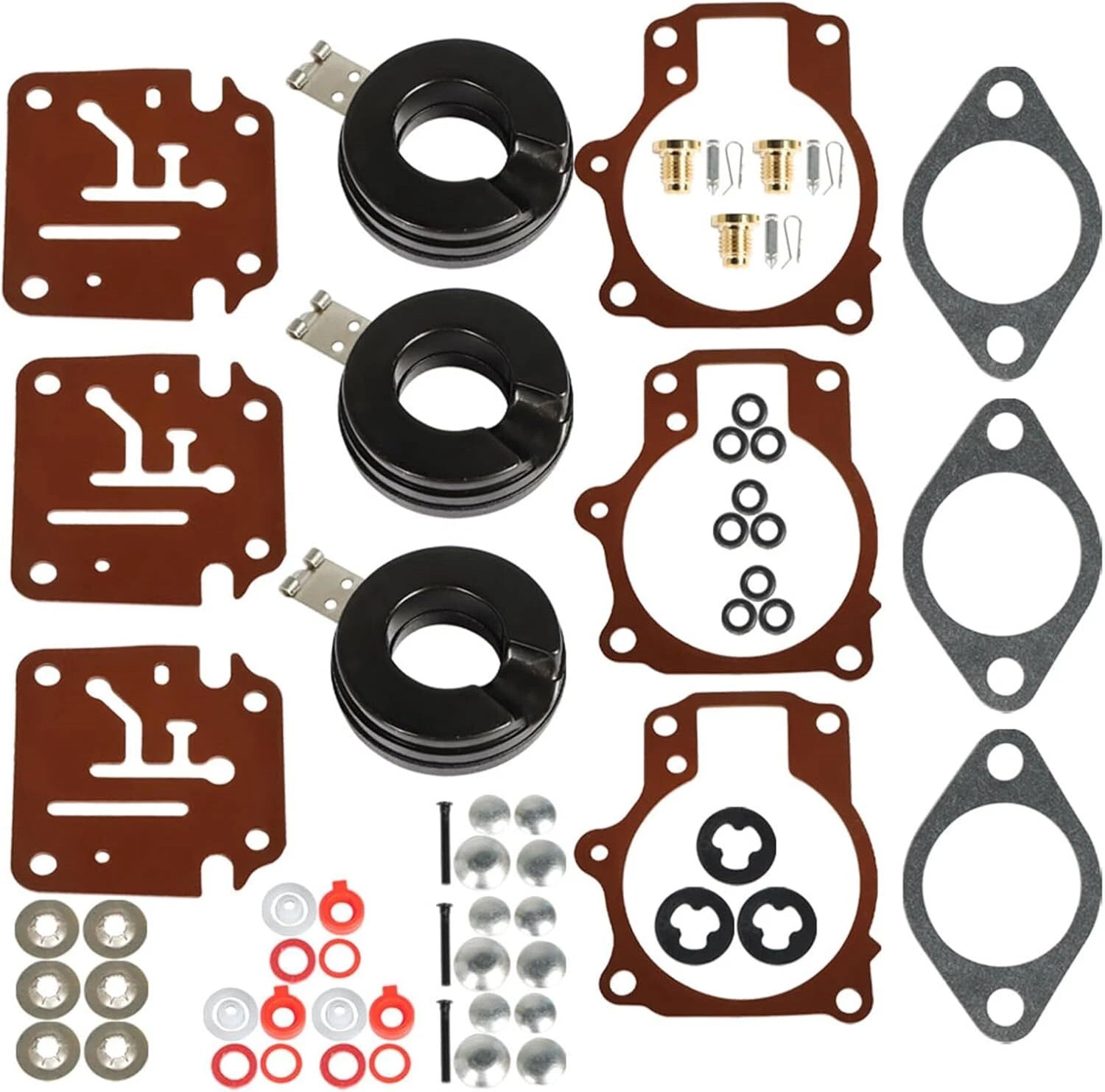 3X Johnson Evinrude 65 70 75 HP 3Pcs Carburetor Carb Rebuild Repair Kit W Float