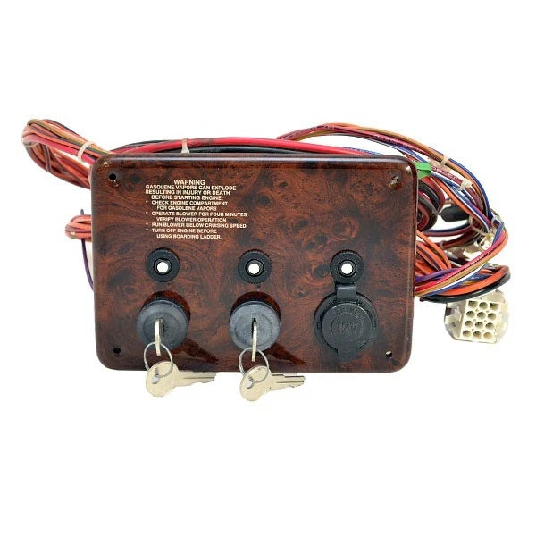 Rinker Boat Inboard Ignition Switch Panel - 7 X 5 Inch Woodgrain