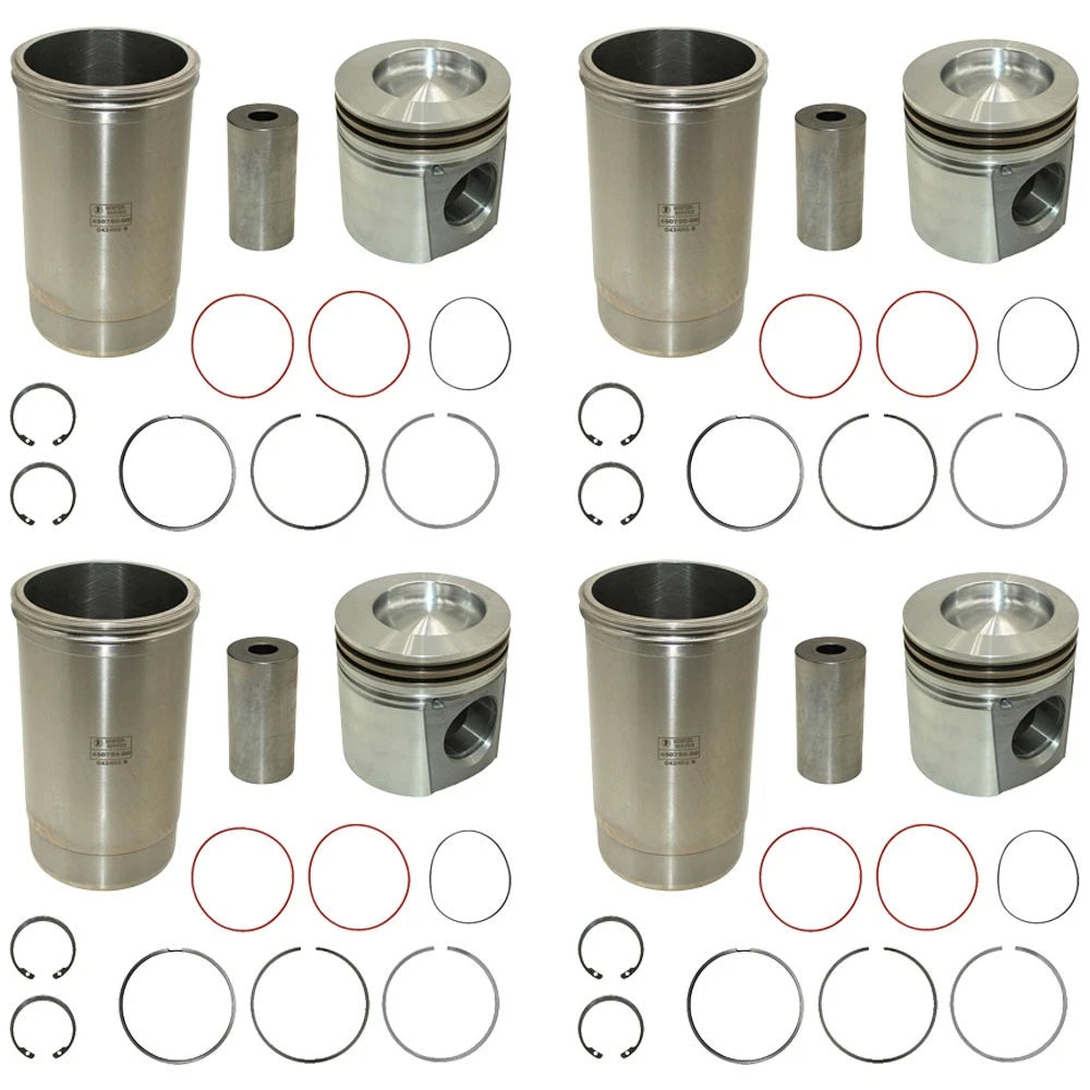 4 Pack: Piston Liner Kit Fits John Deere Replaces RE64509