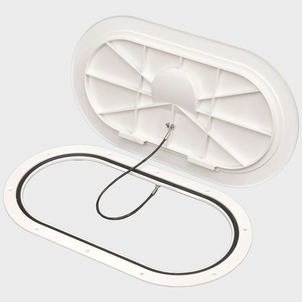 T-H Marine Boat Oval Deck Plate - 6 X 13 Inch White Plastic