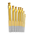 8 Pack Titanium Coated HSS Drill Bits with Hex Shank 3-10mm for Metal Wood