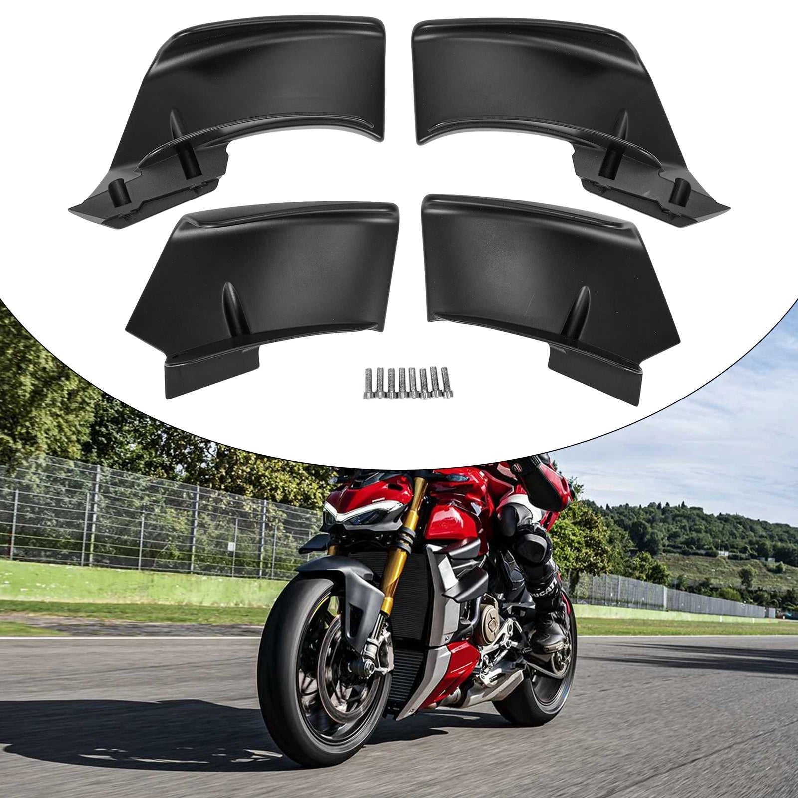 Black Replace Install Spoiler Fxed Winglets Wings for DUCATI Streetfighter