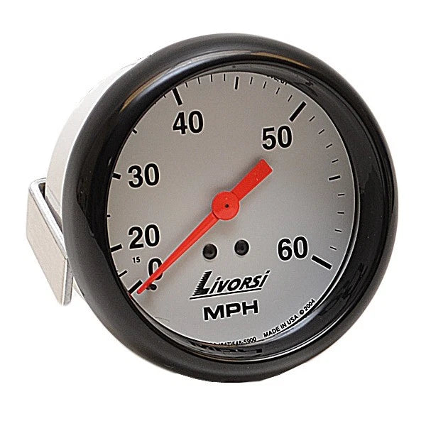 Livorsi Boat Speedometer GDS60W - 60 MPH 3 3/8 Inch Black White