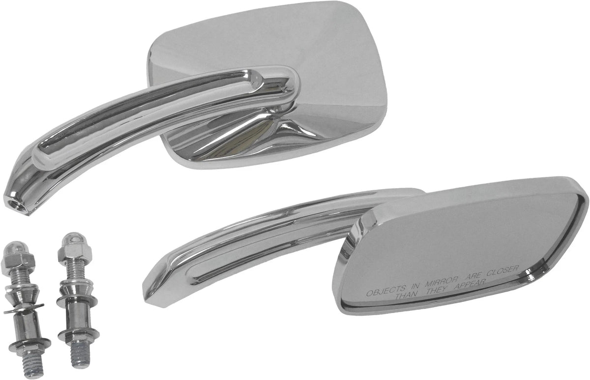 HARDDRIVE Chrome Rectangle Side Mirrors for Harley Davidson 2014-2017
