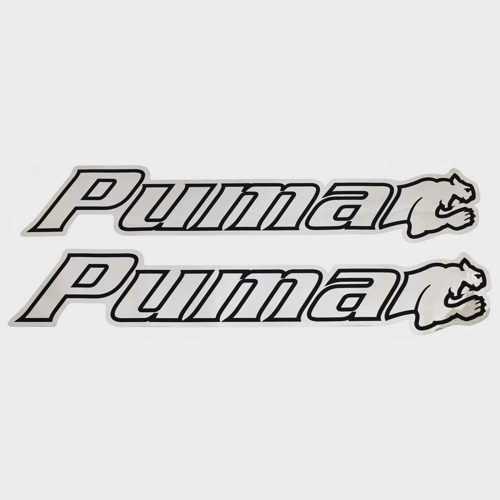 Bass CAT Boat Puma Decal Sticker - Silver Black (pair)