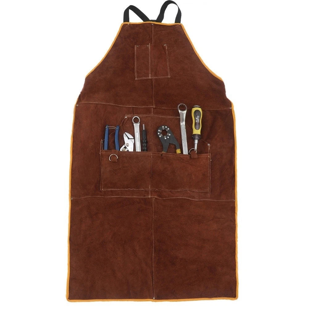 Adjustable Cowhide Leather Apron for Welding Heat and Flame Protection