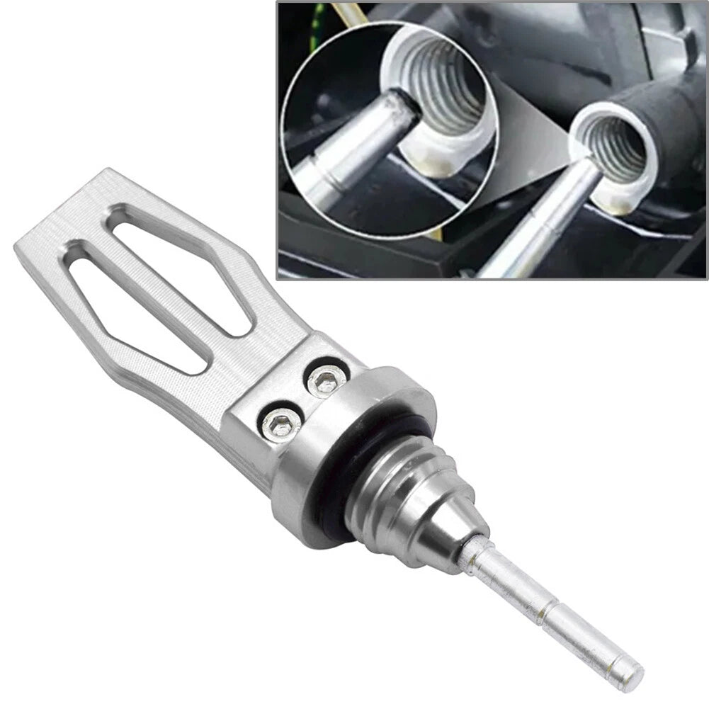 Motorcycle Engine Oil Dipstick Cap Plug CNC Crankcase Oil Level Gauge Silver