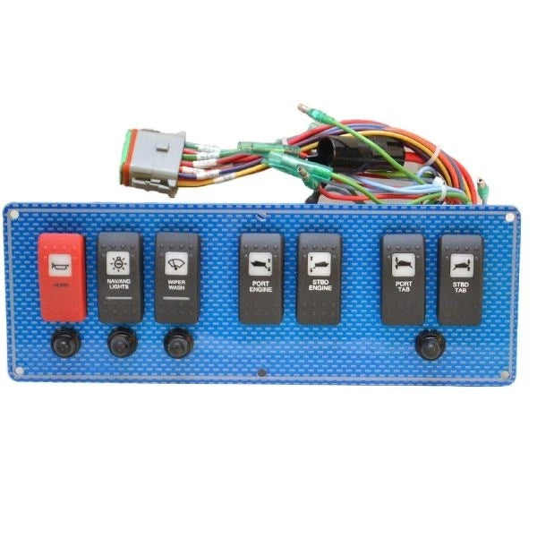 Wellcraft Boat Switch Panel 025-4076 - 10 3/4 X 4 Inch Blue Aluminum
