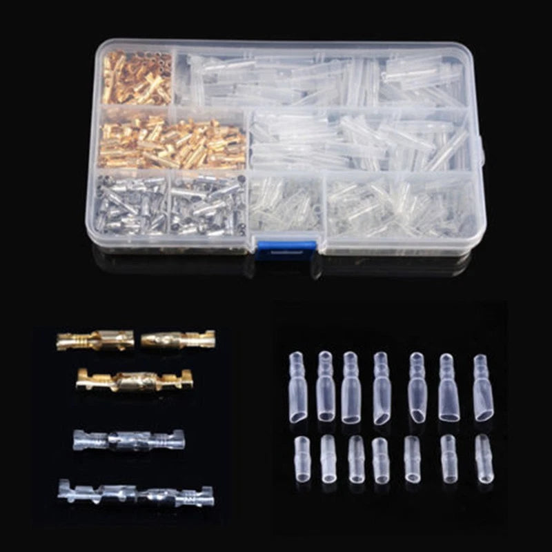 400PCS Wire Terminals 3.9mm Motorcycle Brass Male&Female Connectors Tin