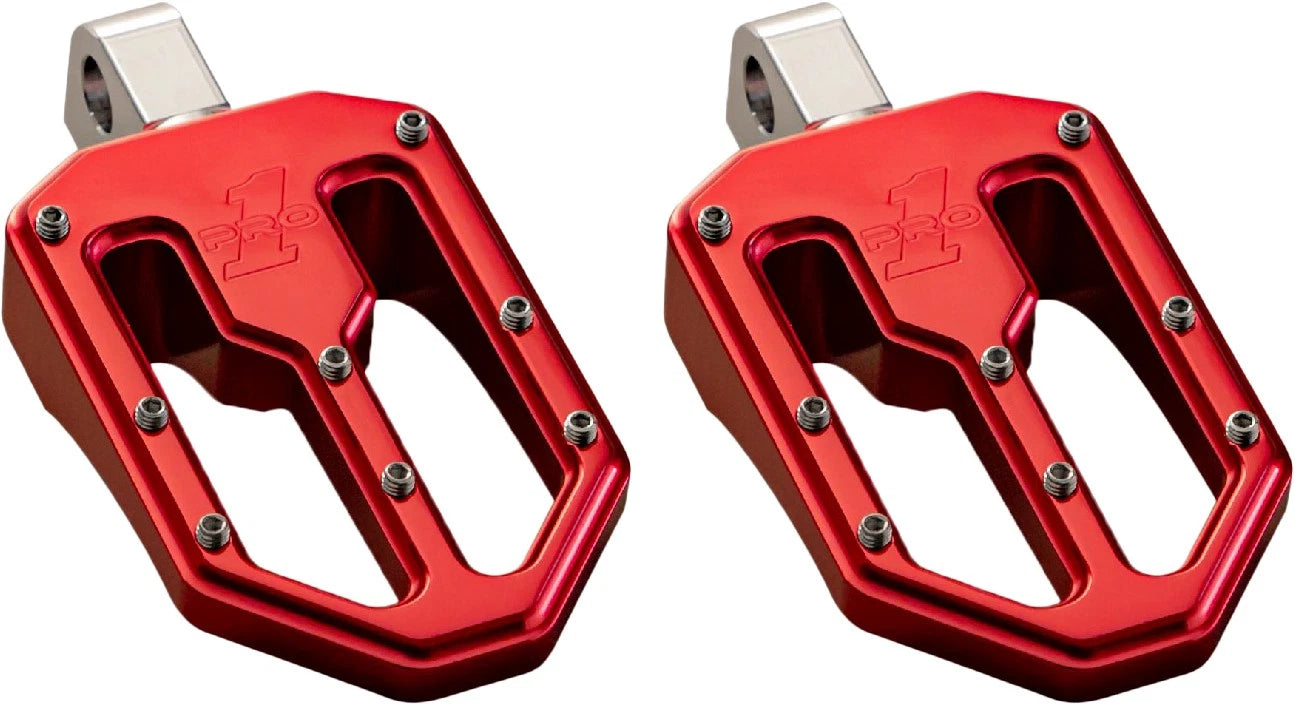 PRO ONE Pro Peg Moto V1 Foot Pegs for Harley V-Twin 2000-2024, Red Anodized