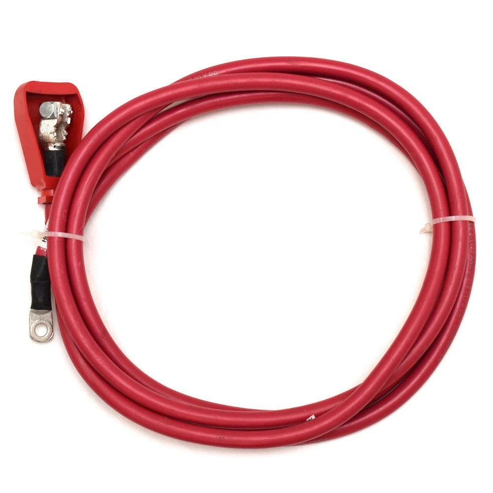 Boat Battery Cable - 1/0 AWG 12 Foot Red 3/8 Inch Lug - Terminal