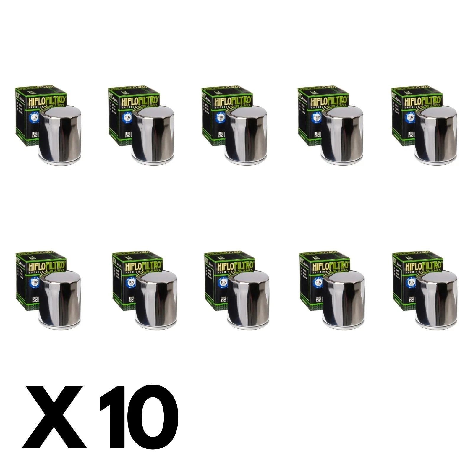 10 Pack Hiflo Chrome Oil Filter for Harley 1745 Softail Slim 107/FLSL 2018-2021