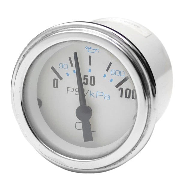 Beede Boat Oil Pressure Gauge 931687 - Silver - White 2 Inch