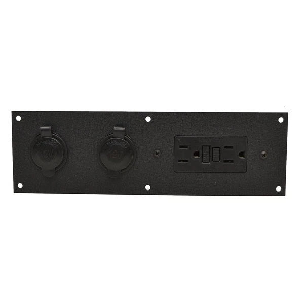 Rinker Boat Power Outlet Receptacle Panel - 10 X 3 Inch Black