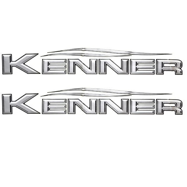 Tracker Boat Decal 153963 - KENNER Metallic Gray - Black Raised (pair)