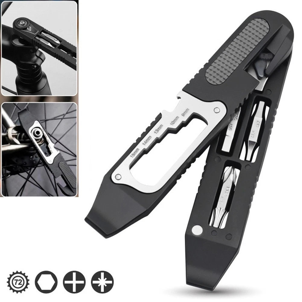 Tire Lever with Hex Ratchet Wrench Screwdriver Bit Compact Portable Repair Tool