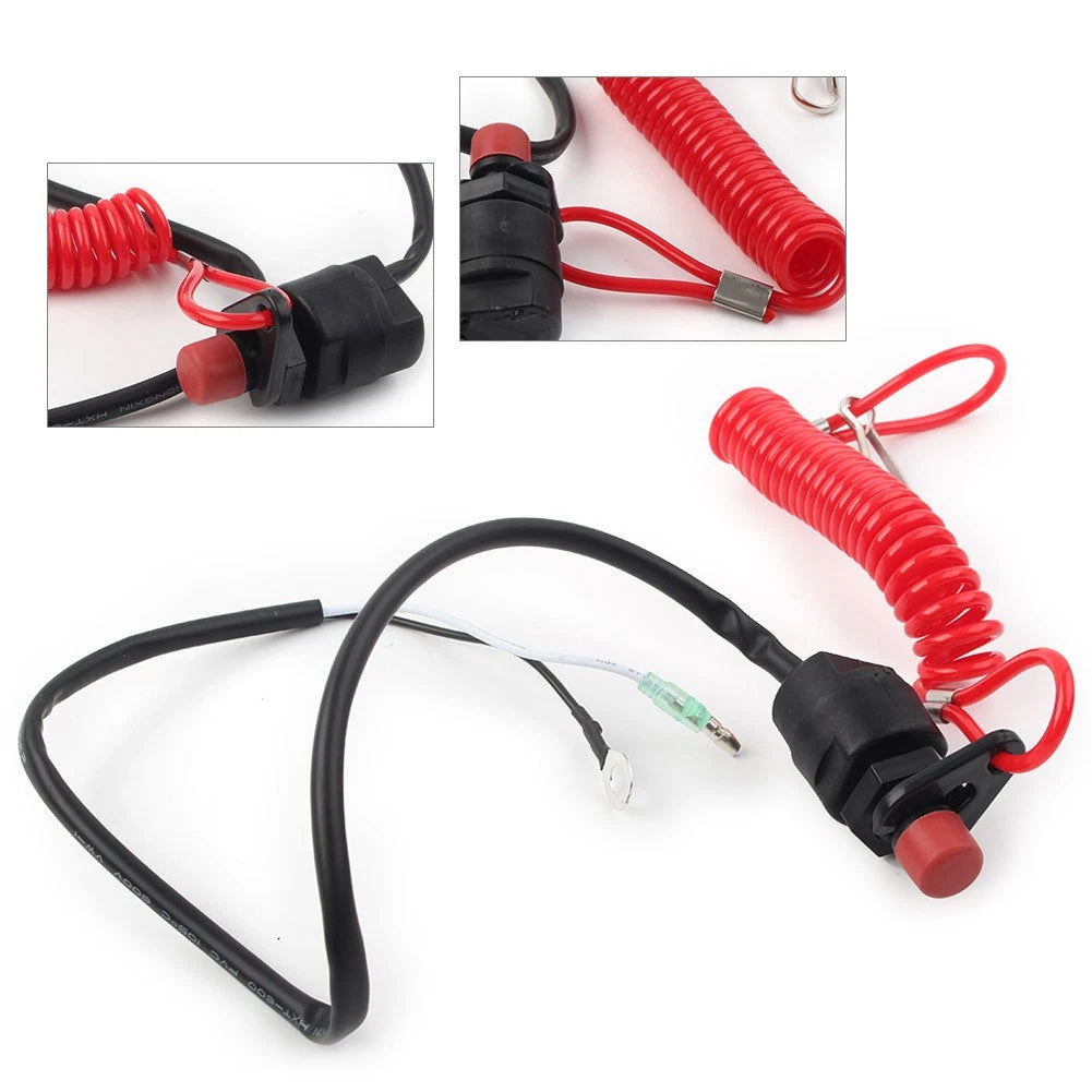 Universal Boat Outboard Engine Motor Kill Stop Switch with Safety Tether Lanyard