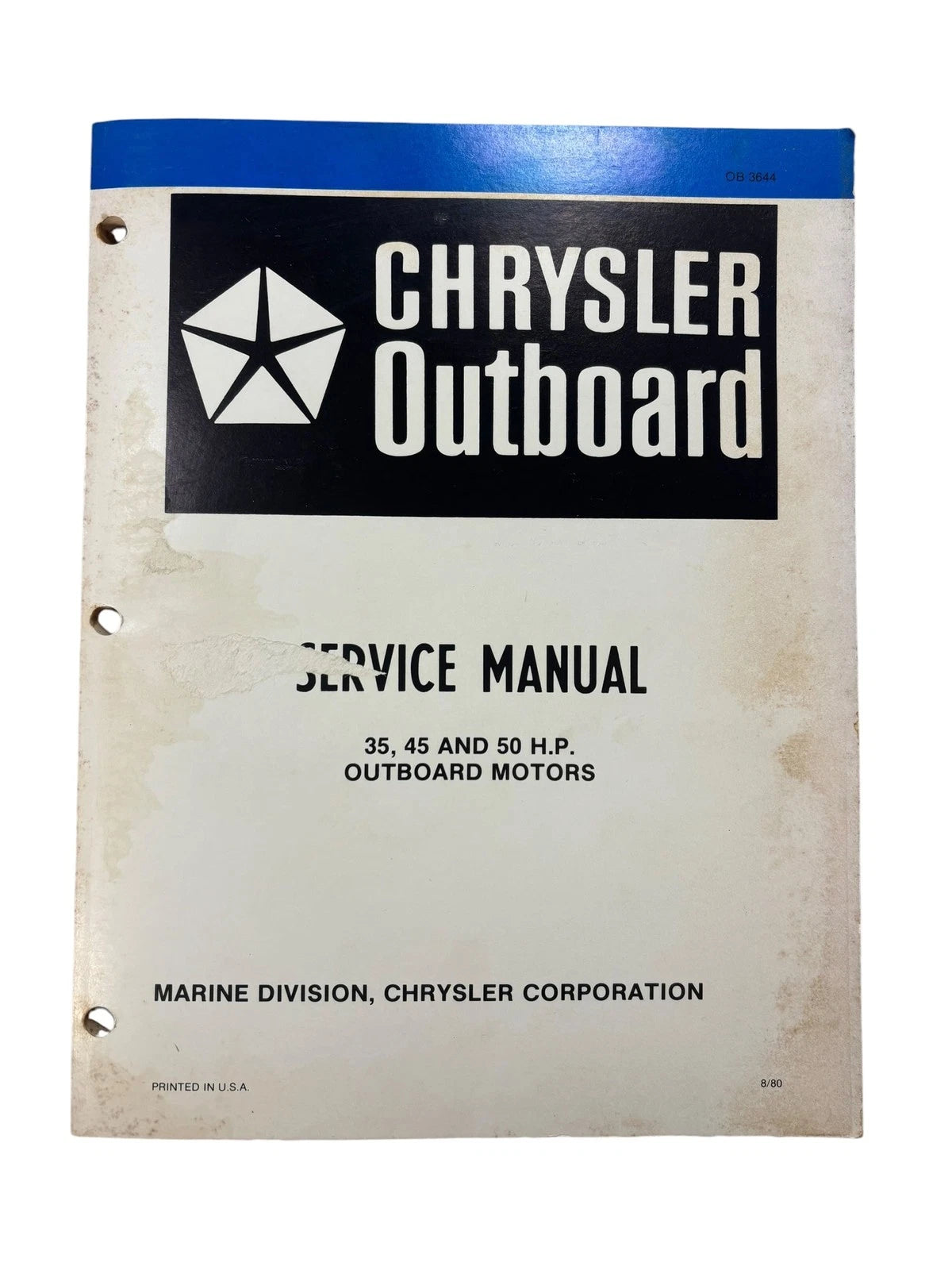 Chrysler Outboards OB3644, 35/45/50 HP Outboard Motors Service Manual