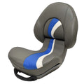 Yar-Craft Boat Folding Seat - Dark Gray Blue White with Logo - Handle