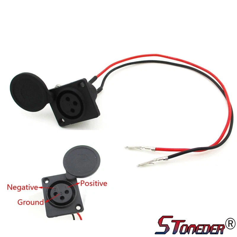 STONEDER 2 Wires 3 Position XLR Charging Port Socket for Currie GT Ezip Izip EVO