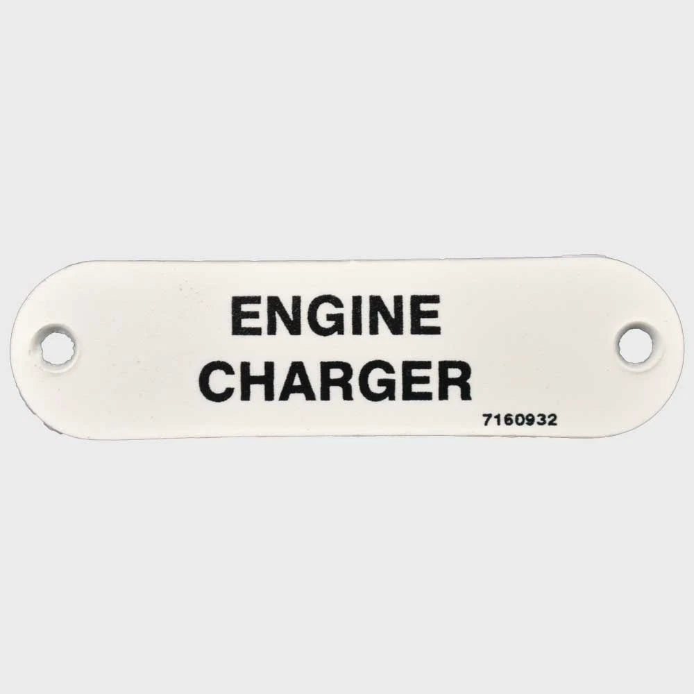 Marquis Boat Label Tag 7160932 - Engine Charger White Plastic