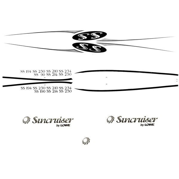 Lowe Boat Main Graphic Decals 1974648 - SS Black Gray (set of 5)