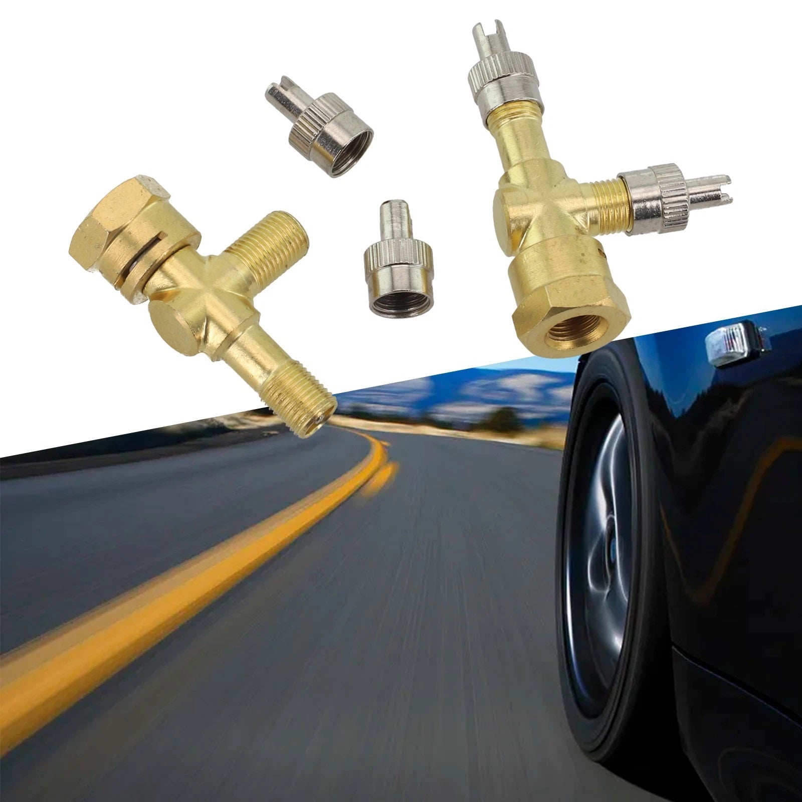 Long Lasting TPMS Valve Tee Adapter for Motorcycles and Cars Pack of for 2
