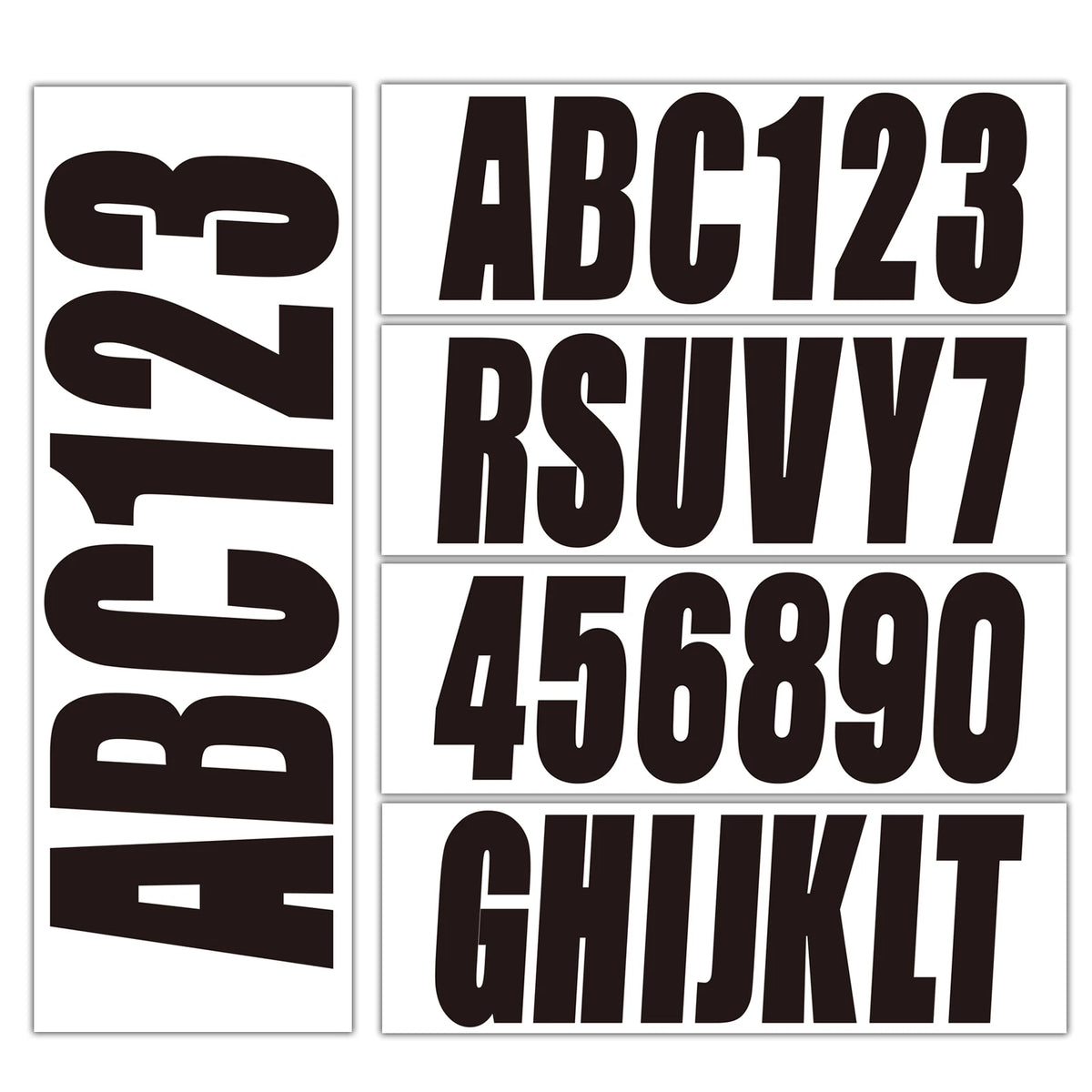 Boat Registration Identification Numbers Sticker Decals Black 4Sets of A-Z & 0-9