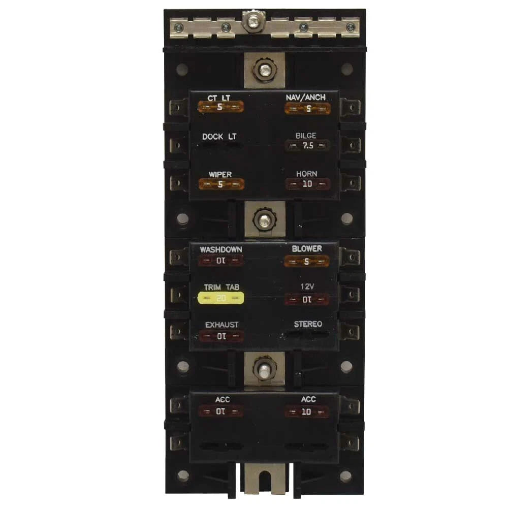 Boat Fuse Holder Panel - 16 Position 3 3/8 X 8 1/4 Inch