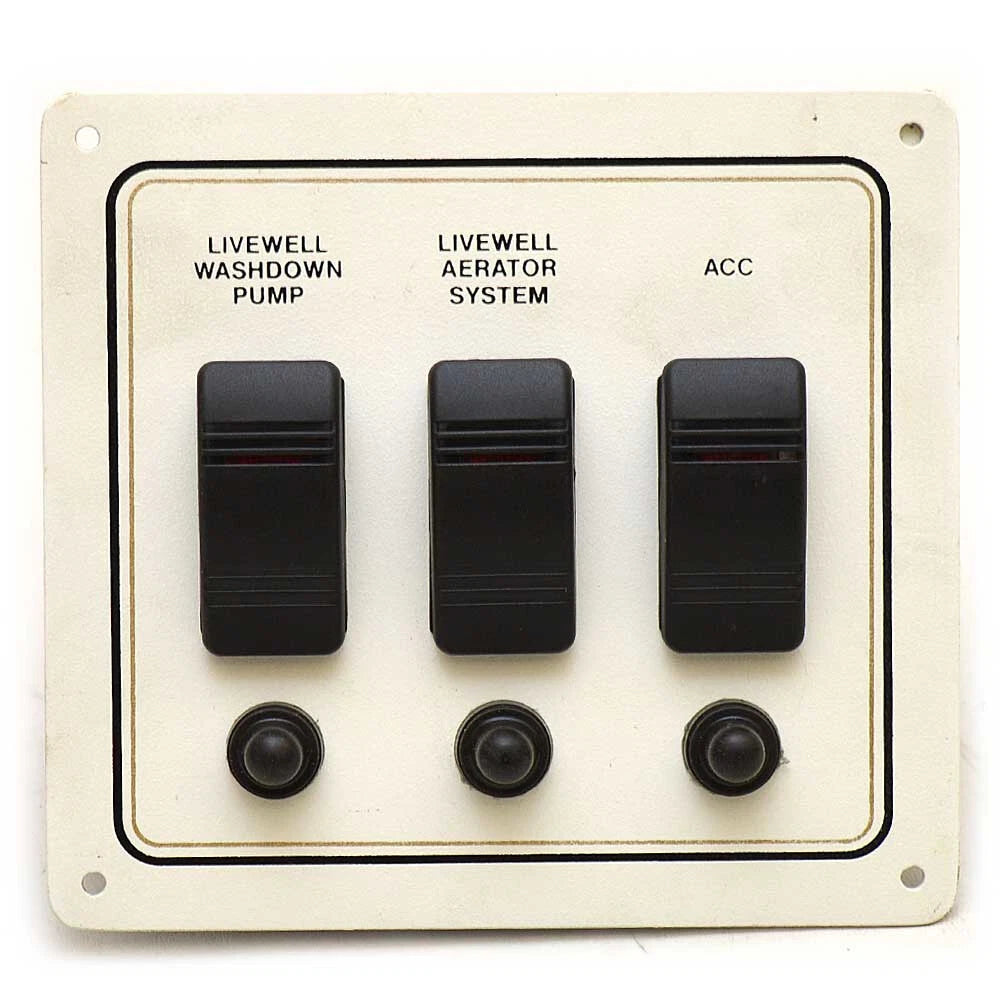 Boat Livewell Switch Panel - 6 X 5 1/2 Inch Aluminum White