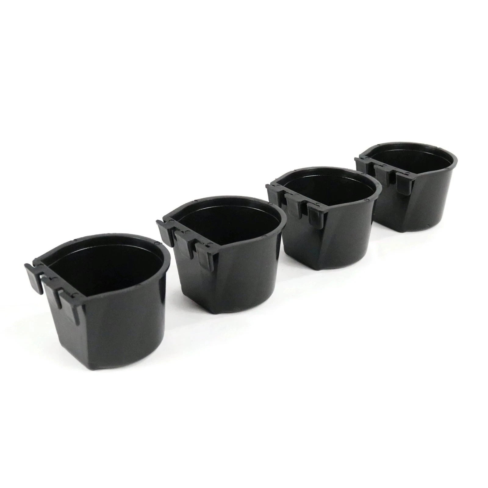 4-Pack - Black Cage Bowls Made of Durable Plastic for Farm Animals and Pets