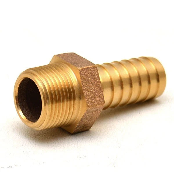 Boat Threaded Hose Barb Fitting - Brass 1 Inch Thread 3/4 Inch Barb