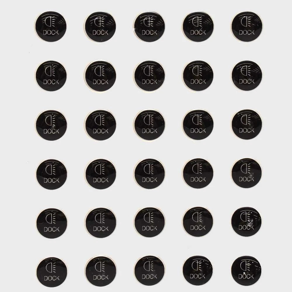 Boat Raised Switch Decals - Dock Light 3/4 Inch Black (set of 30)