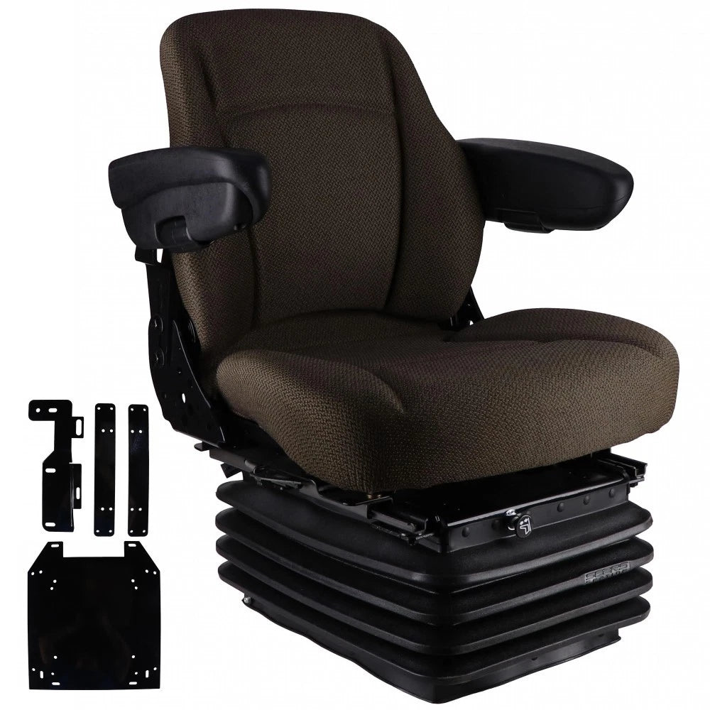 Mid Back Seat Brown Fabric with Air Suspension Fits John Deere 7200 7210 7220