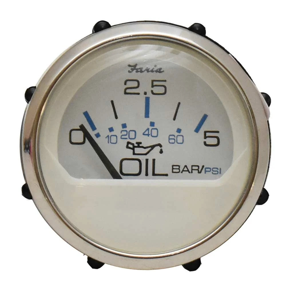Faria Boat 5 BAR Oil Gauge GP9782B - Chesapeake White SS 2 Inch