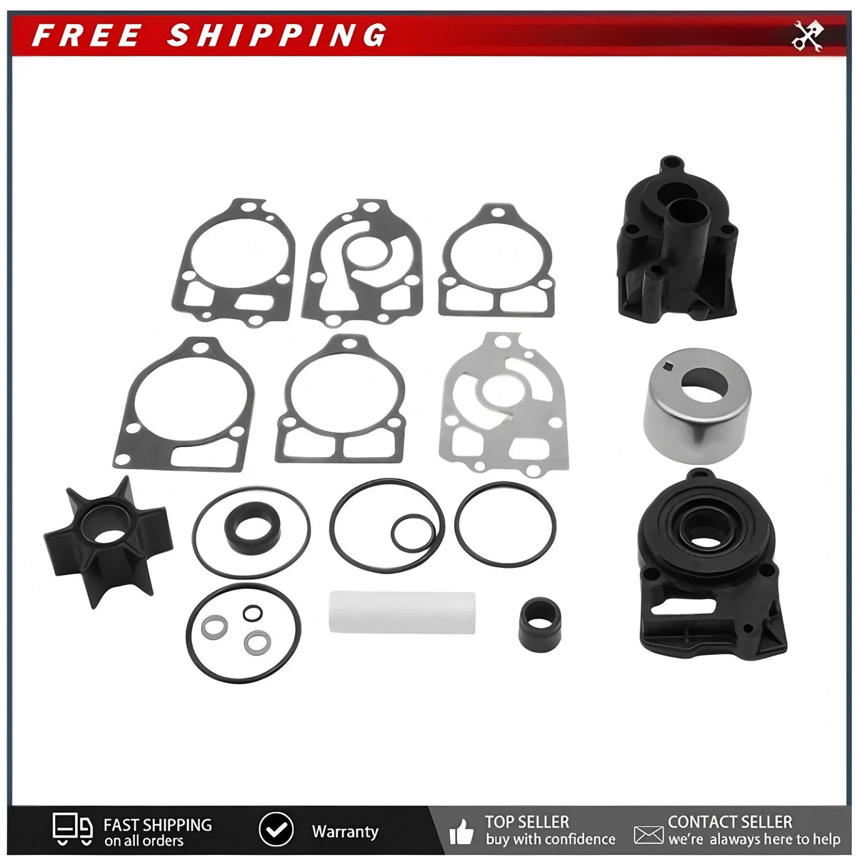 Water Pump Impeller Kit for Mercury V6 150 175 200 220 HP Outboard 46-96148A5