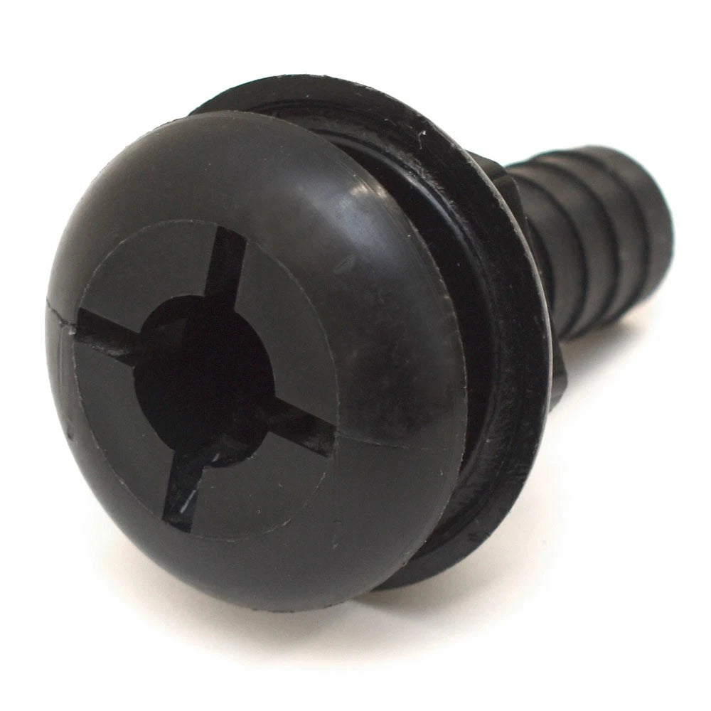 Centurion Boat Thru Hull Connector - 3/4 Inch Black Plastic