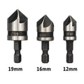 Countersink Drill Bits Chamfer 12 16 19mm 5 Flute Cutter Woodworking Drilling