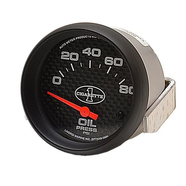 Livorsi Boat Oil Pressure Gauge LMOP80CFCI - 2 3/8 Inch Cigarette 1