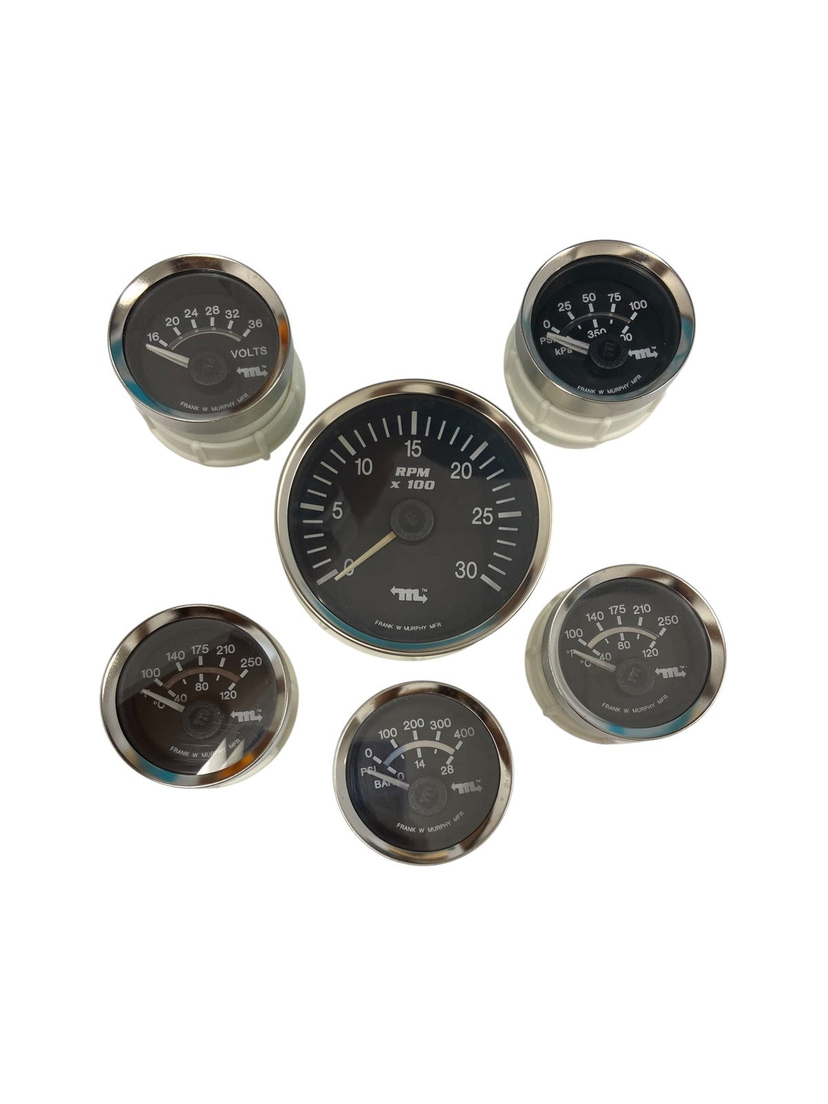 Frank W Murphy MLINK, 6 Marine Older-Style Analog Gauges, See Details, OEM