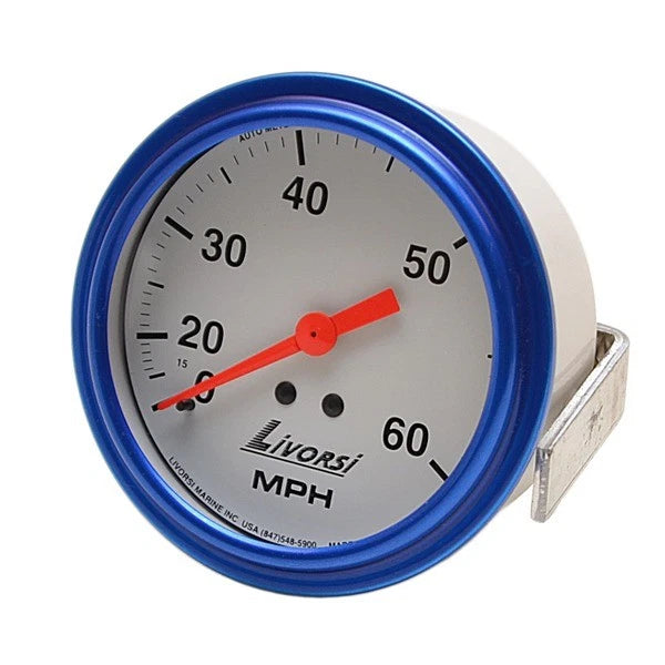 Livorsi Boat Speedometer Gauge GDS60W - Blue - White 60 MPH Pitot