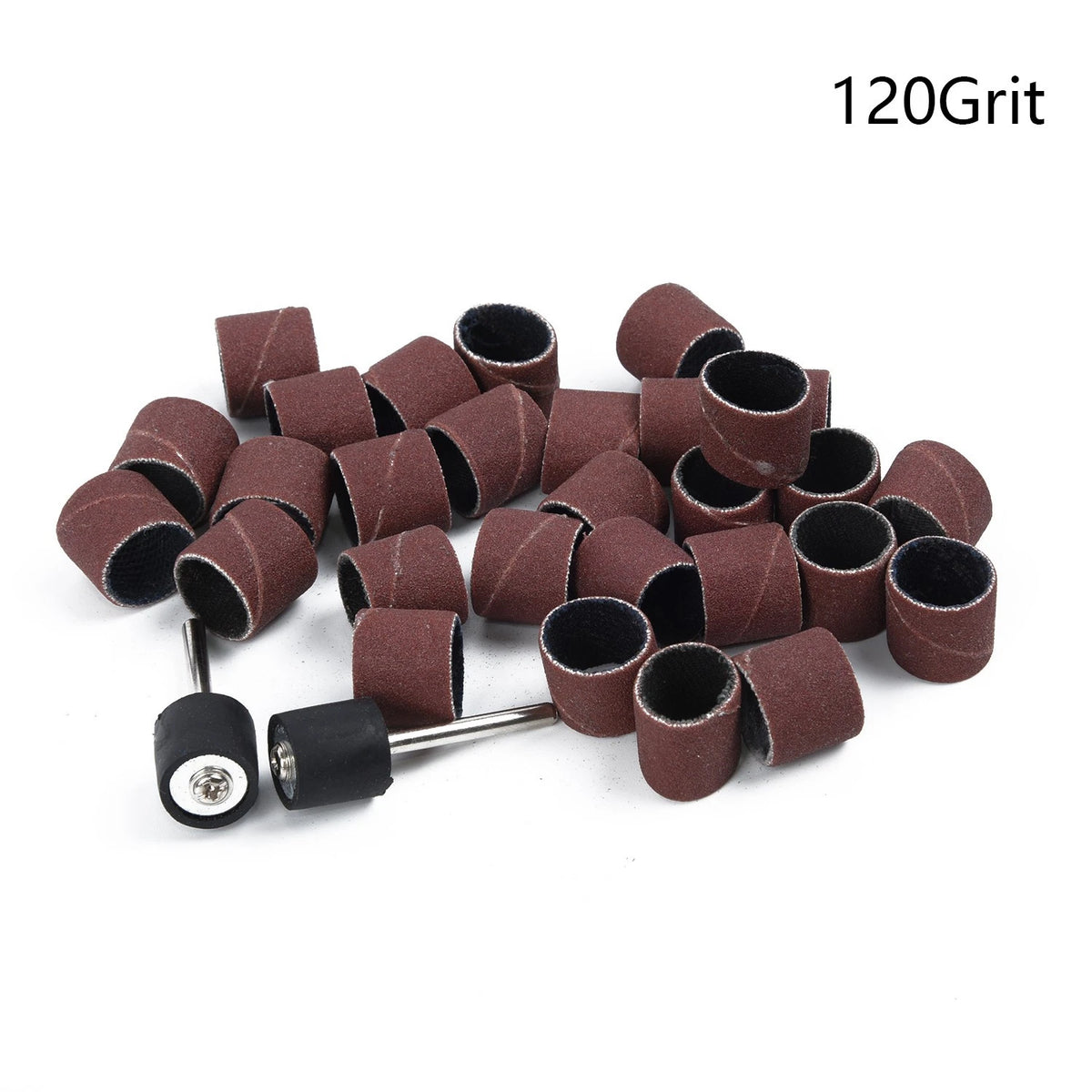 100pcs 1/2 120 Grit Sanding Drum Sleeves Sander with 2 Mandrels for Rotary Tool
