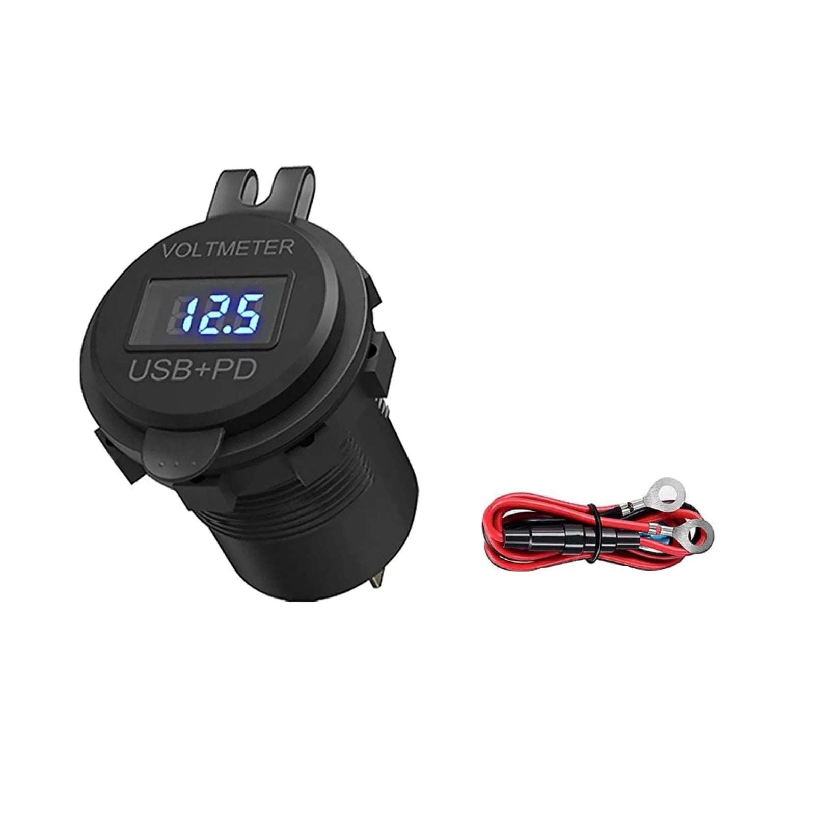 QC 3.0+PD Dual USB Socket Charger+LED Voltmeter for Car Boat RV Marine ATV/UTV