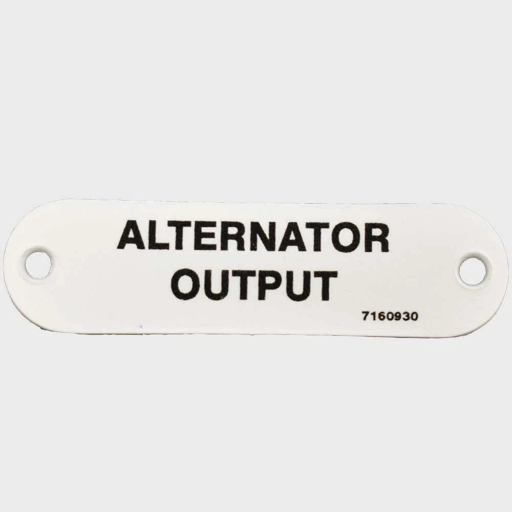 Carver Boat Alternator Output Label 7160930 - 2 3/4 Inch White Plastic