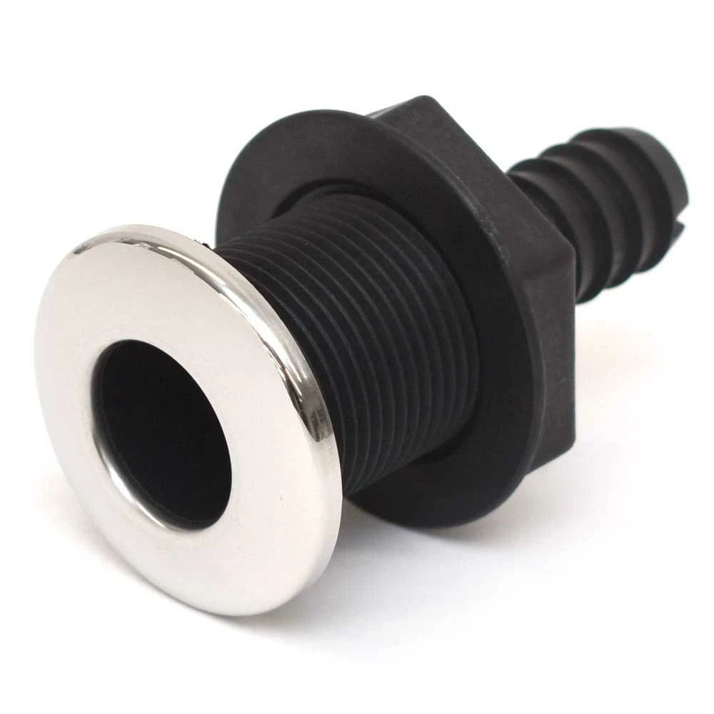 Attwood Boat Thru Hull Fitting 1967393 - 3/4 Inch Black Silver