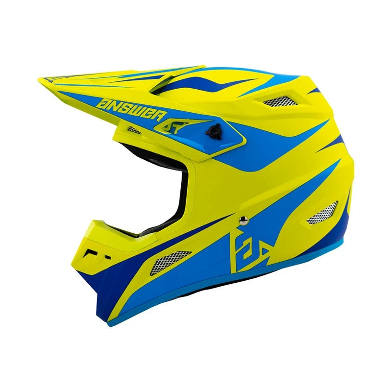 Answer 26 AR1 Motocross Helmet Matte Hyper Acid Cyan Dark Blue Large