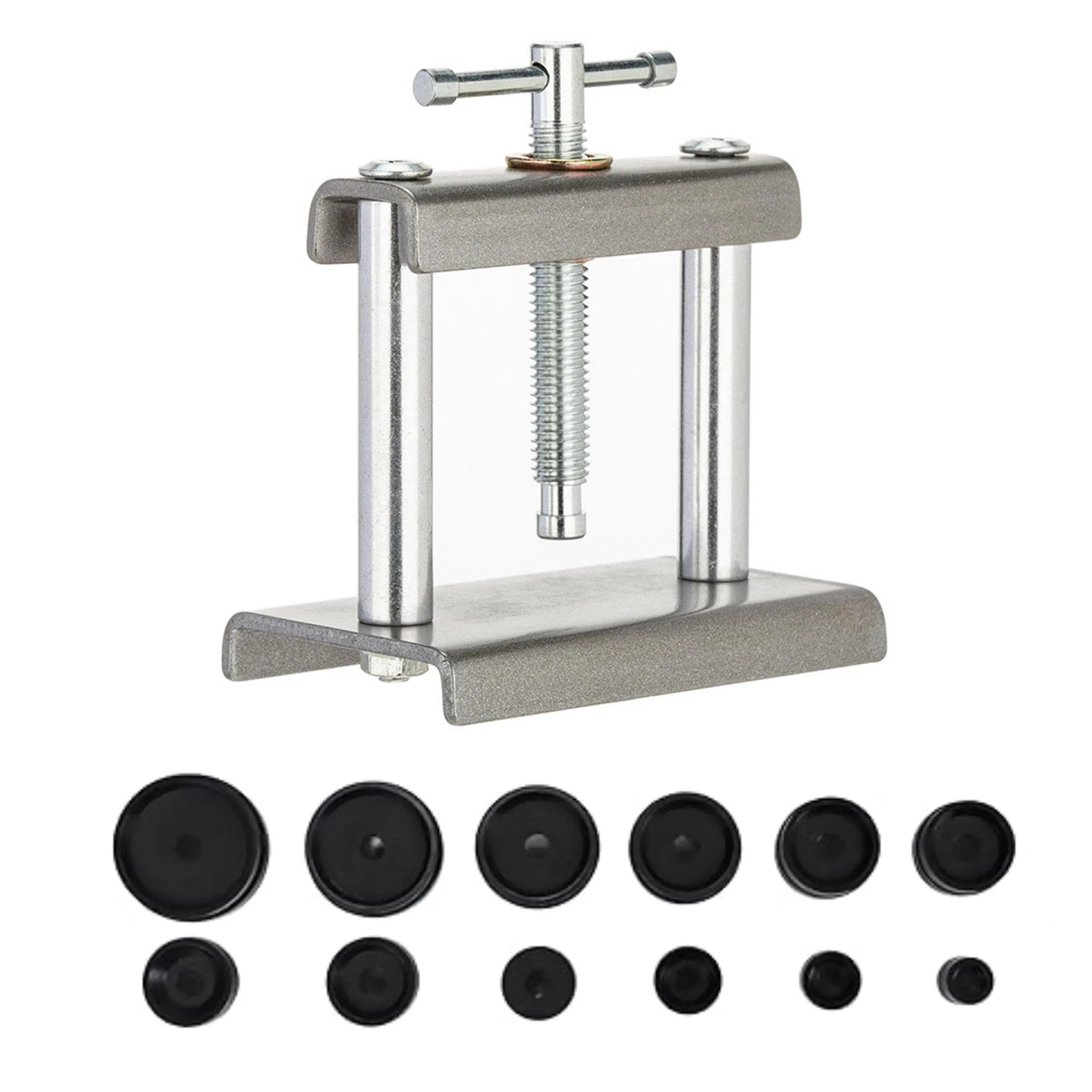 Iron Watch Case Press Tool with 12 ABS Molds for Back Cover Closing Operations