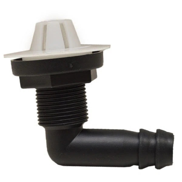 Boat Thru Hull with Strainer - 3/4 Inch Black White Plastic