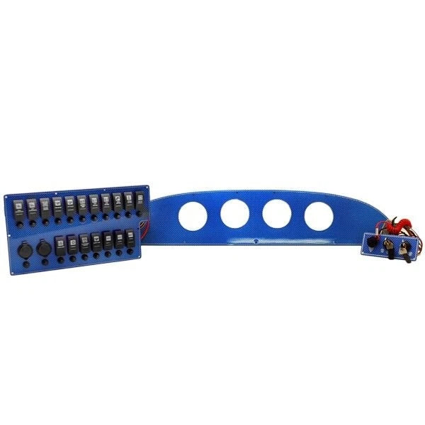 Wellcraft Boat Dash Panel Kit 220-04937 - Blue Silver Aluminum (3PC)